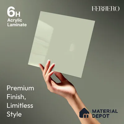 Pale Mint Green Solid Color Acrylic Laminate LM 24646 8 ft x 4 ft High Gloss Finish - 1.5 mm | Matching Edgeband code - EB 02077 | Suitable for Living Room, Kitchen, Office