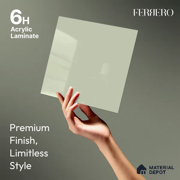 Pale Mint Green Solid Color Acrylic Laminate LM 24646 8 ft x 4 ft High Gloss Finish - 1.5 mm | Matching Edgeband code - EB 02077 | Suitable for Living Room, Kitchen, Office