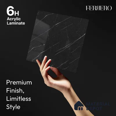 Black Marble Acrylic Laminate LM 24304 8 ft x 4 ft High Gloss Finish - 1.5 mm | Suitable for TV Unit, Wardrobe, Cabinets