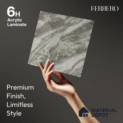 Grey Marble Acrylic Laminate LM 24305 8 ft x 4 ft High Gloss Finish - 1.5 mm | Suitable for TV Unit, Wardrobe, Cabinets