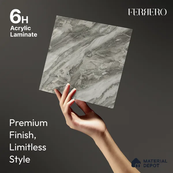Grey Marble Acrylic Laminate LM 24305 8 ft x 4 ft High Gloss Finish - 1.5 mm | Suitable for TV Unit, Wardrobe, Cabinets