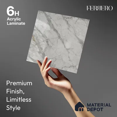 Grey Marble Acrylic Laminate LM 24306 8 ft x 4 ft High Gloss Finish - 1.5 mm | Suitable for TV Unit, Wardrobe, Cabinets