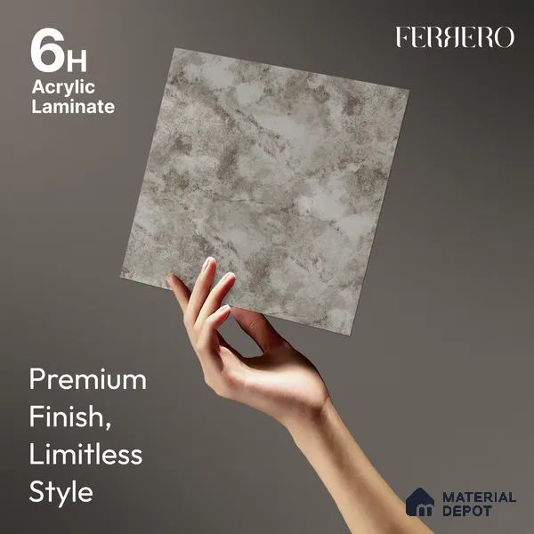 White Marble Acrylic Laminate LM 24307 8 ft x 4 ft High Gloss Finish - 1.5 mm | Suitable for TV Unit, Wardrobe, Cabinets