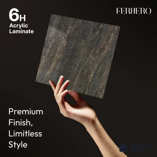 Brown Marble Acrylic Laminate LM 24308 8 ft x 4 ft High Gloss Finish - 1.5 mm | Suitable for TV Unit, Wardrobe, Cabinets
