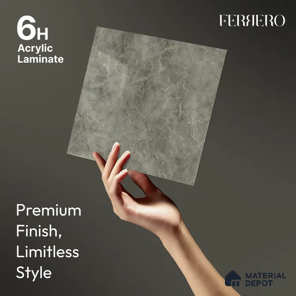 Grey Marble Acrylic Laminate LM 24309 8 ft x 4 ft High Gloss Finish - 1.5 mm | Suitable for TV Unit, Wardrobe, Cabinets
