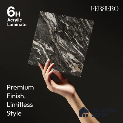 Black Marble Acrylic Laminate LM 24310 8 ft x 4 ft High Gloss Finish - 1.5 mm | Suitable for TV Unit, Wardrobe, Cabinets