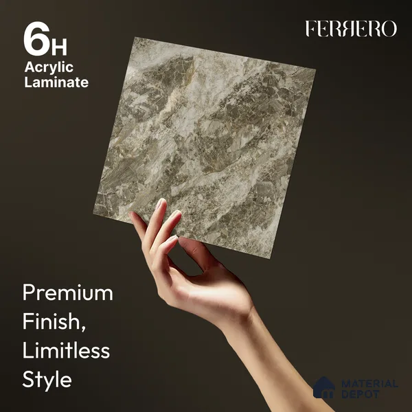 Brown Marble Acrylic Laminate LM 24313 8 ft x 4 ft High Gloss Finish - 1.5 mm | Suitable for TV Unit, Wardrobe, Cabinets