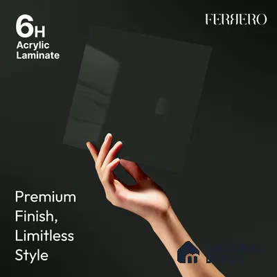 Deep Forest Green Solid Color Acrylic Laminate LM 24322 8 ft x 4 ft High Gloss Finish - 1.5 mm | Matching Edgeband code - EB 02114 | Suitable for Living Room, Kitchen, Office