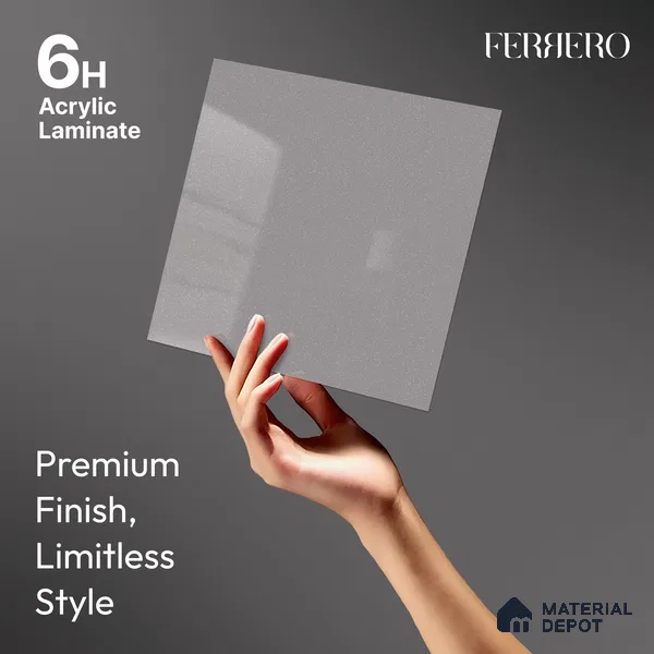 High Gloss White Solid Color Acrylic Laminate LM 24323 8 ft x 4 ft High Gloss Finish - 1.5 mm | Matching Edgeband code - EB 02115 | Suitable for Living Room, Kitchen, Office