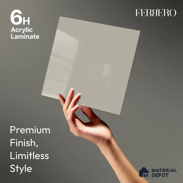 Soft White Solid Color Acrylic Laminate LM 24325 8 ft x 4 ft High Gloss Finish - 1.5 mm | Matching Edgeband code - EB 02116 | Suitable for Living Room, Kitchen, Office