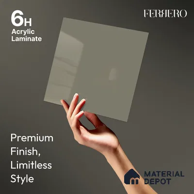 Warm Grey Solid Color Acrylic Laminate LM 24330 8 ft x 4 ft High Gloss Finish - 1.5 mm | Matching Edgeband code - EB 02120 | Suitable for TV Unit, Wardrobe, Cabinets