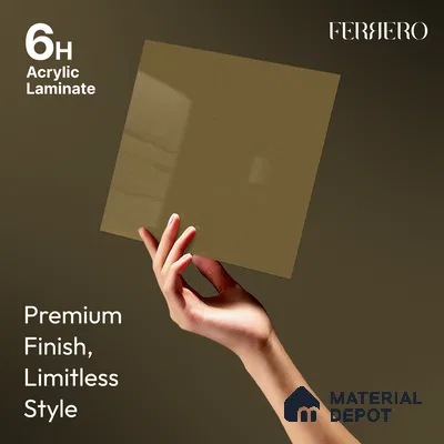 Olive Brown Solid Color Acrylic Laminate LM 24331 8 ft x 4 ft High Gloss Finish - 1.5 mm | Matching Edgeband code - EB 02121 | Suitable for Living Room, Kitchen, Office
