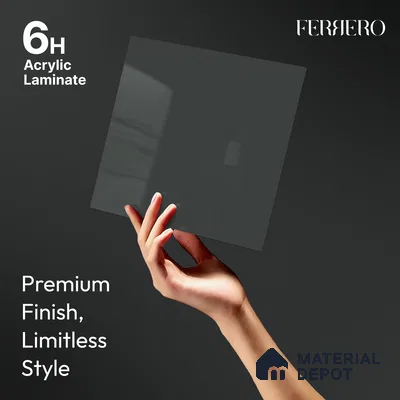 Deep Olive Green Solid Color Acrylic Laminate LM 24335 8 ft x 4 ft High Gloss Finish - 1.5 mm | Matching Edgeband code - EB 02125 | Suitable for Living Room, Kitchen, Office