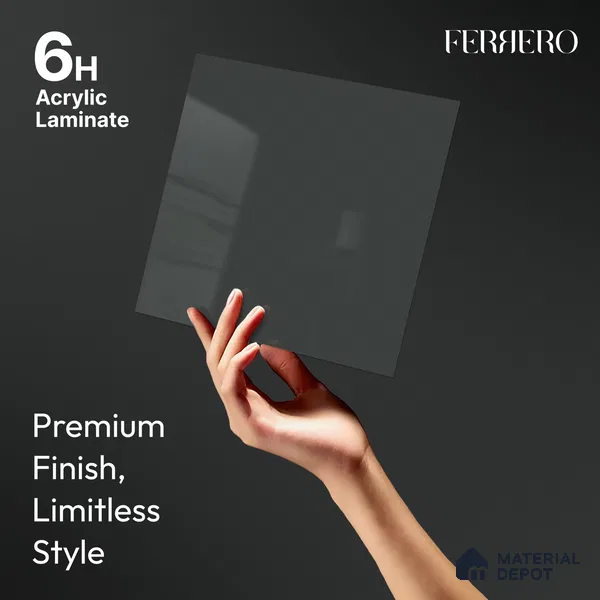Deep Olive Green Solid Color Acrylic Laminate LM 24335 8 ft x 4 ft High Gloss Finish - 1.5 mm | Matching Edgeband code - EB 02125 | Suitable for Living Room, Kitchen, Office
