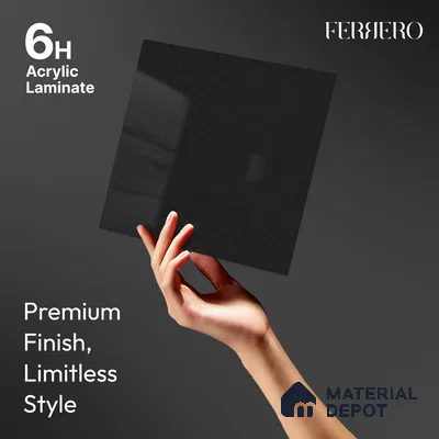 High Gloss Black Solid Color Acrylic Laminate LM 24337 8 ft x 4 ft High Gloss Finish - 1.5 mm | Matching Edgeband code - EB 02127 | Suitable for Living Room, Kitchen, Office