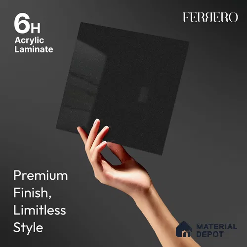 High Gloss Black Solid Color Acrylic Laminate LM 24337 8 ft x 4 ft High Gloss Finish - 1.5 mm | Matching Edgeband code - EB 02127 | Suitable for Living Room, Kitchen, Office