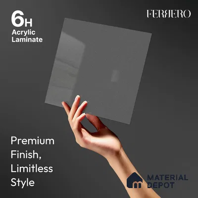 Charcoal Grey Solid Color Acrylic Laminate LM 24338 8 ft x 4 ft High Gloss Finish - 1.5 mm | Matching Edgeband code - EB 02128 | Suitable for Living Room, Kitchen, Office