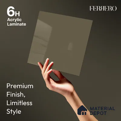 Taupe Brown Solid Color Acrylic Laminate LM 24347 8 ft x 4 ft High Gloss Finish - 1.5 mm | Matching Edgeband code - EB 02130 | Suitable for Living Room, Kitchen, Office