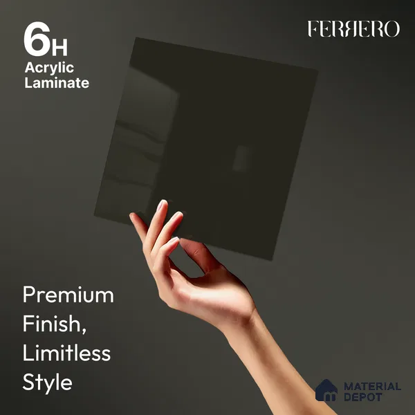 Espresso Brown Solid Color Acrylic Laminate LM 24349 8 ft x 4 ft High Gloss Finish - 1.5 mm | Matching Edgeband code - EB 02131 | Suitable for Living Room, Kitchen, Office