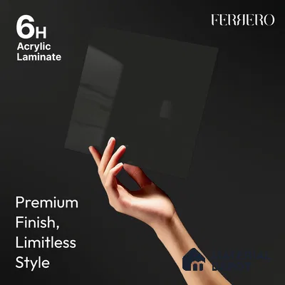 Jet Black Solid Color Acrylic Laminate LM 24350 8 ft x 4 ft High Gloss Finish - 1.5 mm | Matching Edgeband code - EB 02132 | Suitable for Living Room, Kitchen, Office