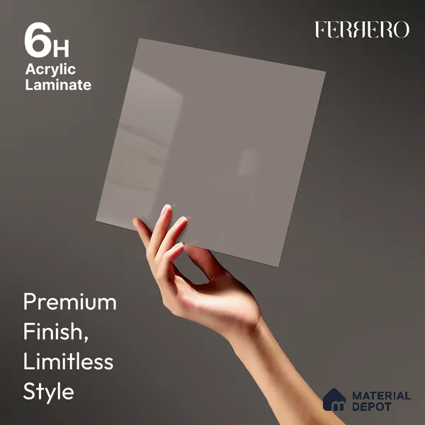 Taupe Purple Solid Color Acrylic Laminate LM 24355 8 ft x 4 ft High Gloss Finish - 1.5 mm | Matching Edgeband code - EB 02133 | Suitable for Living Room, Kitchen, Office