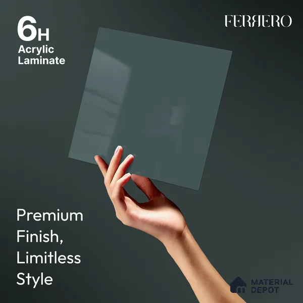 Slate Blue Solid Color Acrylic Laminate LM 24361 8 ft x 4 ft High Gloss Finish - 1.5 mm | Matching Edgeband code - EB 02136 | Suitable for Living Room, Kitchen, Office