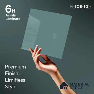 Muted Teal Blue Solid Color Acrylic Laminate LM 24362 8 ft x 4 ft High Gloss Finish - 1.5 mm | Matching Edgeband code - EB 02137 | Suitable for Living Room, Kitchen, Office