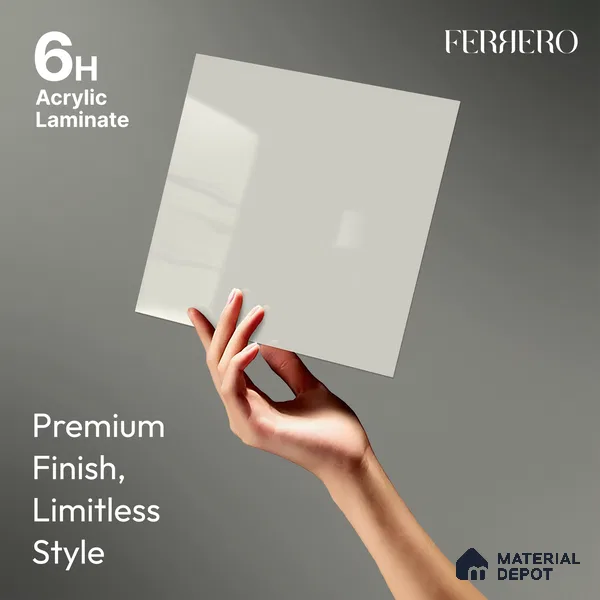 Solid White Solid Color Acrylic Laminate LM 24522 8 ft x 4 ft High Gloss Finish - 1.5 mm | Matching Edgeband code - EB 02076 | Suitable for Living Room, Kitchen, Office