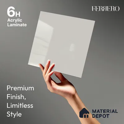 Solid White Solid Color Acrylic Laminate LM 24523 8 ft x 4 ft High Gloss Finish - 1.5 mm | Matching Edgeband code - EB 02068 | Suitable for Living Room, Kitchen, Office