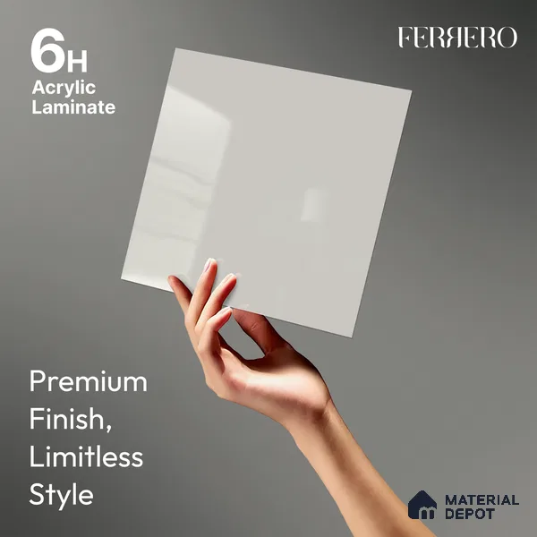 Solid White Solid Color Acrylic Laminate LM 24523 8 ft x 4 ft High Gloss Finish - 1.5 mm | Matching Edgeband code - EB 02068 | Suitable for Living Room, Kitchen, Office