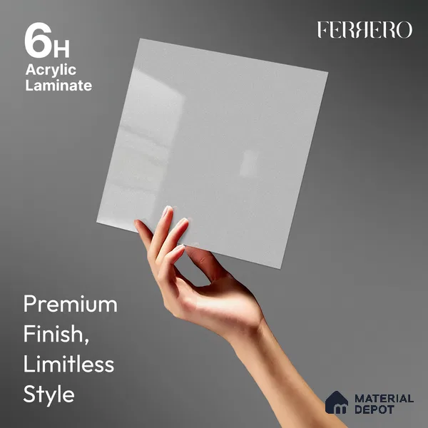 Solid White Solid Color Acrylic Laminate LM 24524 8 ft x 4 ft High Gloss Finish - 1.5 mm | Matching Edgeband code - EB 02106 | Suitable for Living Room, Kitchen, Office