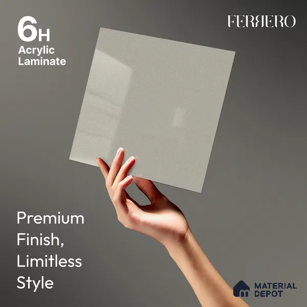 Pearl White Solid Color Acrylic Laminate LM 24525 8 ft x 4 ft High Gloss Finish - 1.5 mm | Matching Edgeband code - EB 02107 | Suitable for Living Room, Kitchen, Office