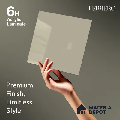 Warm Beige Solid Color Acrylic Laminate LM 24526 8 ft x 4 ft High Gloss Finish - 1.5 mm | Matching Edgeband code - EB 02087 | Suitable for Living Room, Kitchen, Office