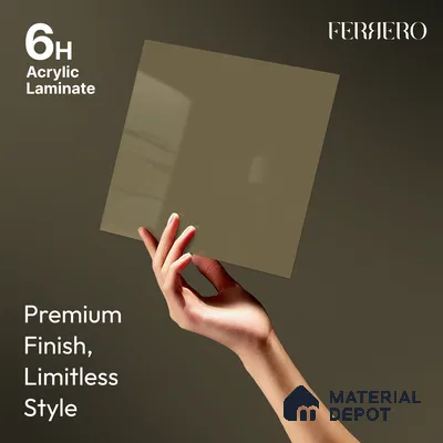 Olive Brown Solid Color Acrylic Laminate LM 24529 8 ft x 4 ft High Gloss Finish - 1.5 mm | Matching Edgeband code - EB 02083 | Suitable for Living Room, Kitchen, Office