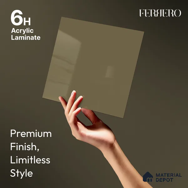 Olive Brown Solid Color Acrylic Laminate LM 24529 8 ft x 4 ft High Gloss Finish - 1.5 mm | Matching Edgeband code - EB 02083 | Suitable for Living Room, Kitchen, Office