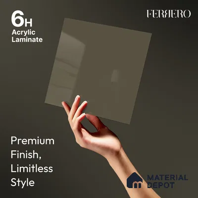 Musk Grey Solid Color Acrylic Laminate LM 24530 8 ft x 4 ft High Gloss Finish - 1.5 mm | Matching Edgeband code - EB 02092 | Suitable for Living Room, Kitchen, Office