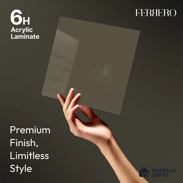 Musk Grey Solid Color Acrylic Laminate LM 24530 8 ft x 4 ft High Gloss Finish - 1.5 mm | Matching Edgeband code - EB 02092 | Suitable for Living Room, Kitchen, Office
