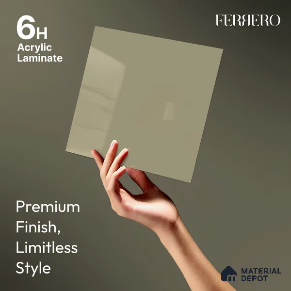 Warm Cream Solid Color Acrylic Laminate LM 24531 8 ft x 4 ft High Gloss Finish - 1.5 mm | Matching Edgeband code - EB 02080 | Suitable for Living Room, Kitchen, Office