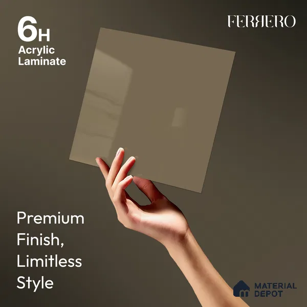 Warm Beige Solid Color Acrylic Laminate LM 24532 8 ft x 4 ft High Gloss Finish - 1.5 mm | Matching Edgeband code - EB 02082 | Suitable for Living Room, Kitchen, Office