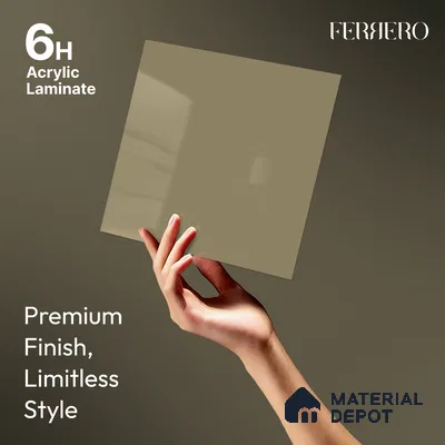 Warm Taupe Beige Solid Color Acrylic Laminate LM 24533 8 ft x 4 ft High Gloss Finish - 1.5 mm | Matching Edgeband code - EB 02081 | Suitable for Living Room, Kitchen, Office