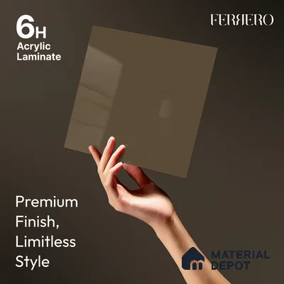 Taupe Brown Solid Color Acrylic Laminate LM 24534 8 ft x 4 ft High Gloss Finish - 1.5 mm | Matching Edgeband code - EB 02069 | Suitable for Living Room, Kitchen, Office