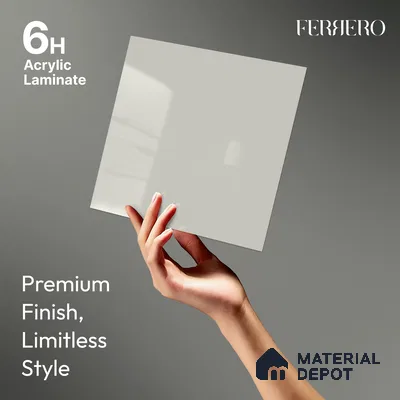 Ivory Solid Color Acrylic Laminate LM 24536 8 ft x 4 ft High Gloss Finish - 1.5 mm | Matching Edgeband code - EB 02085 | Suitable for Living Room, Kitchen, Office