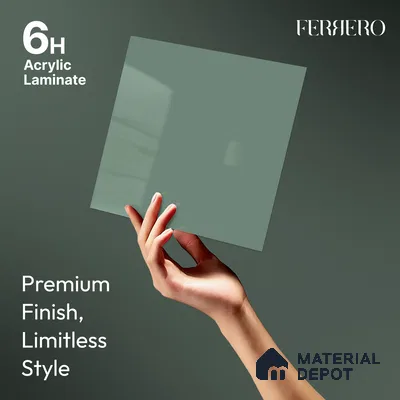 Muted Teal Blue Solid Color Acrylic Laminate LM 24539 8 ft x 4 ft High Gloss Finish - 1.5 mm | Matching Edgeband code - EB 02108 | Suitable for Living Room, Kitchen, Office