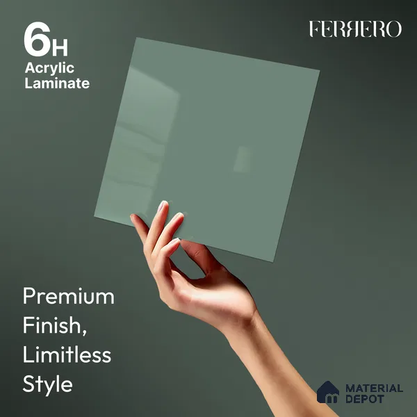 Muted Teal Blue Solid Color Acrylic Laminate LM 24539 8 ft x 4 ft High Gloss Finish - 1.5 mm | Matching Edgeband code - EB 02108 | Suitable for Living Room, Kitchen, Office