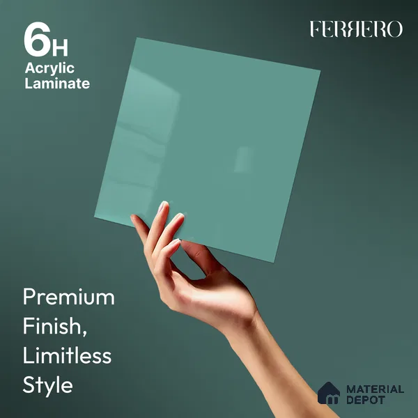 Tiffany Blue Solid Color Acrylic Laminate LM 24540 8 ft x 4 ft High Gloss Finish - 1.5 mm | Matching Edgeband code - EB 02074 | Suitable for Living Room, Kitchen, Office