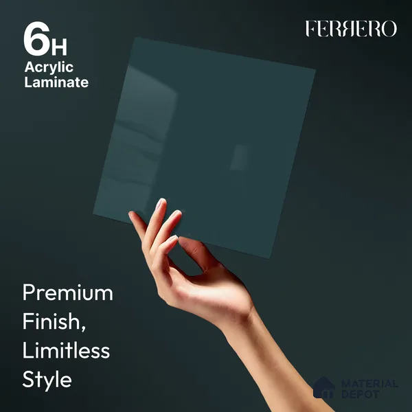 Slate Blue Solid Color Acrylic Laminate LM 24541 8 ft x 4 ft High Gloss Finish - 1.5 mm | Matching Edgeband code - EB 02072 | Suitable for Living Room, Kitchen, Office