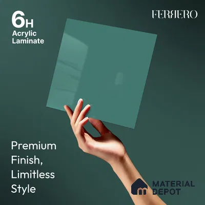 Teal Blue Solid Color Acrylic Laminate LM 24542 8 ft x 4 ft High Gloss Finish - 1.5 mm | Matching Edgeband code - EB 02075 | Suitable for Living Room, Kitchen, Office