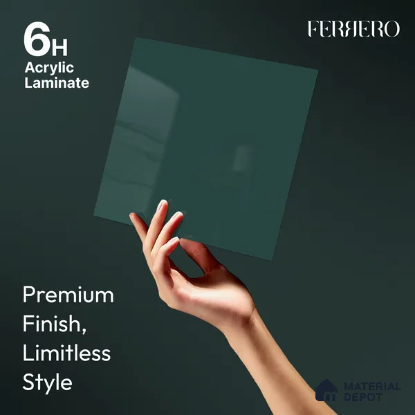 Teal Blue Solid Color Acrylic Laminate LM 24543 8 ft x 4 ft High Gloss Finish - 1.5 mm | Matching Edgeband code - EB 02073 | Suitable for Living Room, Kitchen, Office