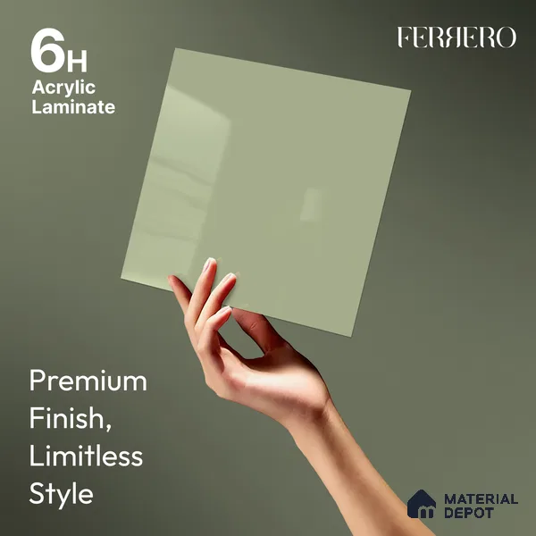 Seafoam Green Solid Color Acrylic Laminate LM 24545 8 ft x 4 ft High Gloss Finish - 1.5 mm | Matching Edgeband code - EB 02078 | Suitable for Living Room, Kitchen, Office