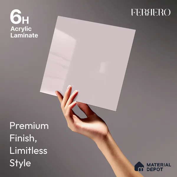 Pale Pink Solid Color Acrylic Laminate LM 24546 8 ft x 4 ft High Gloss Finish - 1.5 mm | Matching Edgeband code - EB 02088 | Suitable for Living Room, Kitchen, Office